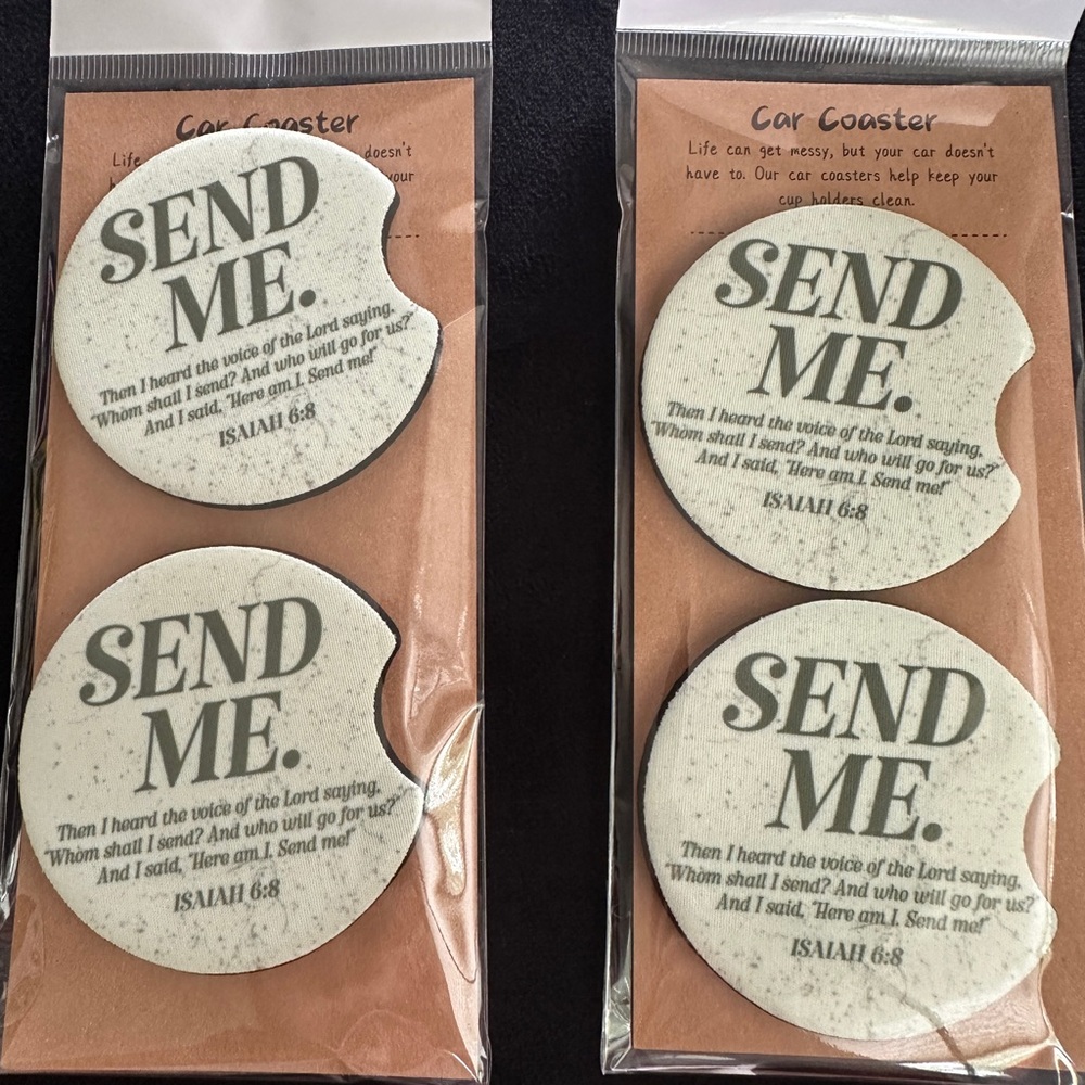 Inspirational Car Coasters with 'Send Me' Design